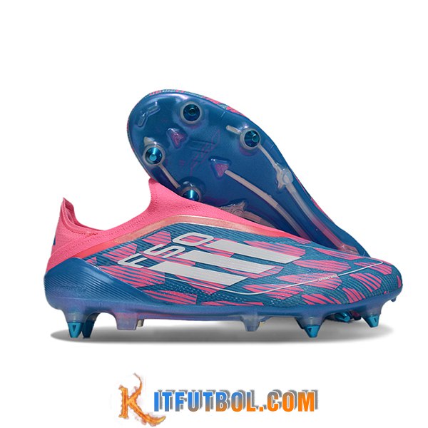 Adidas Botas De Fútbol F50 Elite Laceless SG Azul/Rosa/Blanco