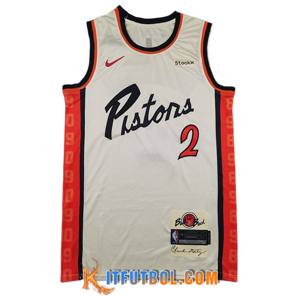 Camisetas NBA Detroit Pistons (CUNNINGHAM #2) 2025/26 Beige/Naranja/Negro