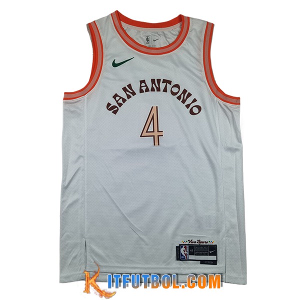 Camisetas NBA San Antonio Spurs (FOX #4) 2025/26 Blanco/Naranja