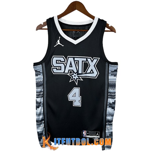 Camisetas NBA San Antonio Spurs (FOX #4) 2025/26 Negro/Gris
