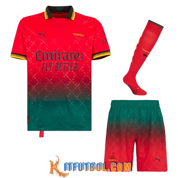 Camisetas Futbol AC Milan Fourth (Cortos + Calcetines) Rojo 2024/2025