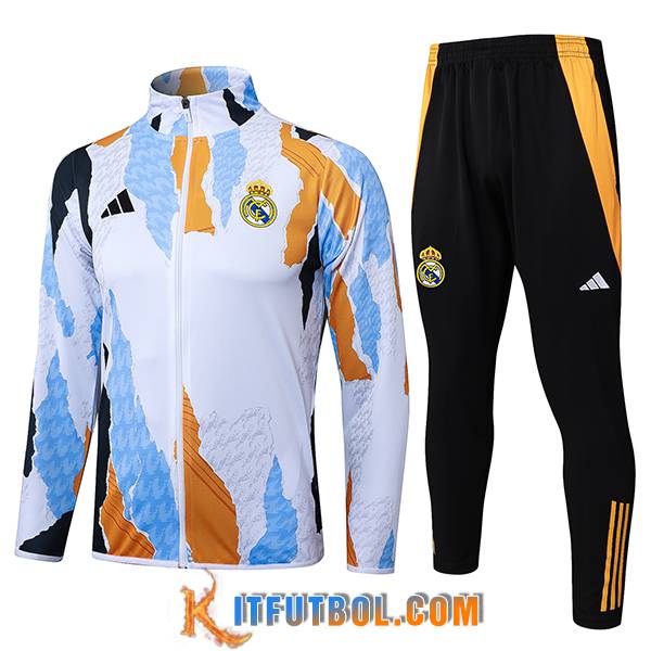 Chaquetas Futbol Real Madrid Blanco/Negro/Naranja/Azul 2025/2026