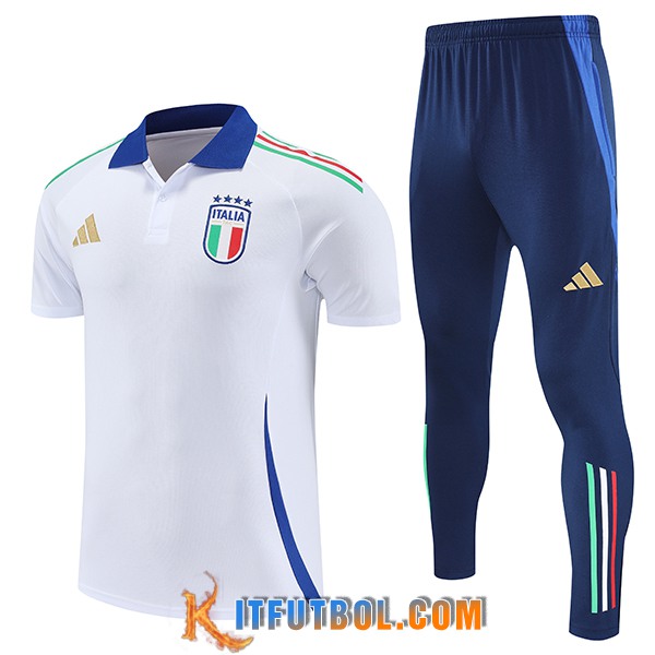 Camiseta Polo Italia Blanco/Azul 2025/2026