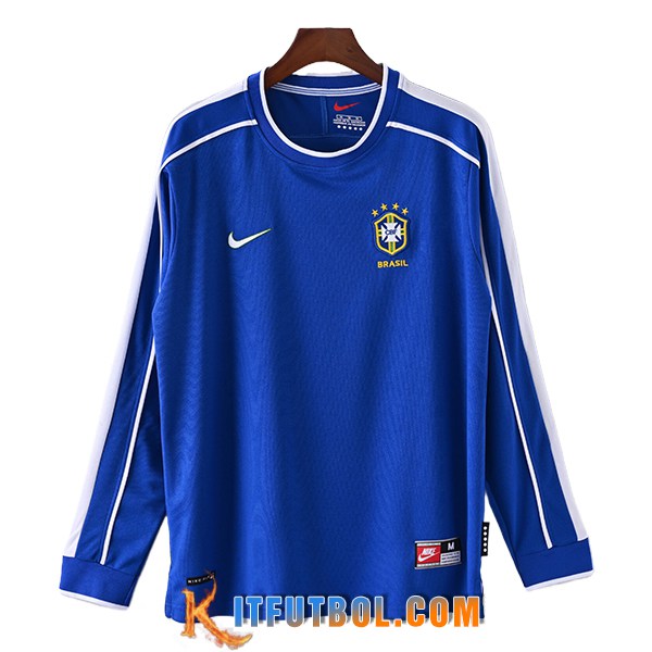 Camisetas De Futbol Brasil Retro Segunda Manga Largas 1998