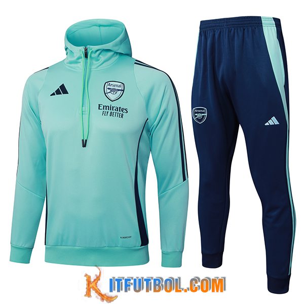 Chaqueta Con Capucha Chandal Arsenal Verde/Azul 2025/2026