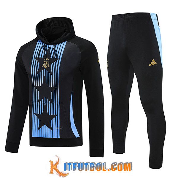 Chaqueta Con Capucha Chandal Argentina Negro/Azul 2025/2026
