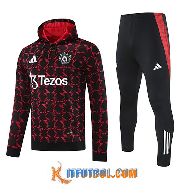 Chaqueta Con Capucha Chandal Manchester United Negro/Rojo 2025/2026