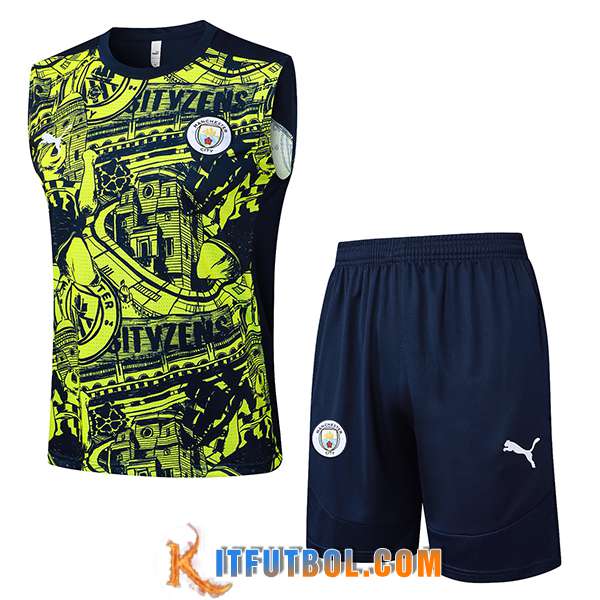 Camiseta Entrenamiento sin mangas Manchester City Negro/Verde 2025/2026