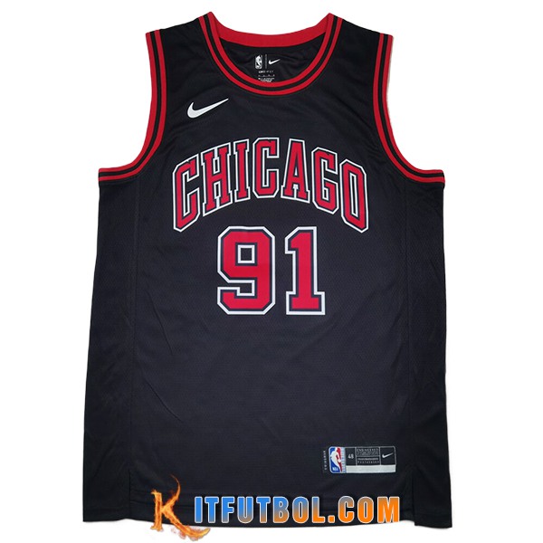 Camisetas NBA Chicago Bulls (RODMAN #91) 2025/26 Negro/Rojo -02