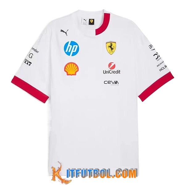 Camiseta de manga corta Scuderia Ferrari F1 Team Blanco/Rojo 2025
