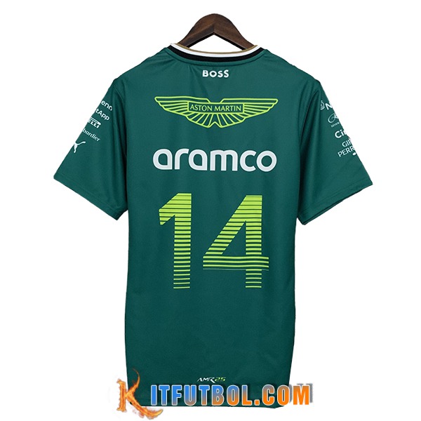 Camiseta de manga corta Aston Martin (aramco #14) F1 Team Verde 2025