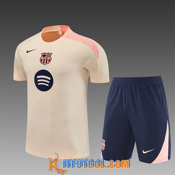 Camiseta Entrenamiento FC Barcelona Ninos Beige/Rosa 2025/2026