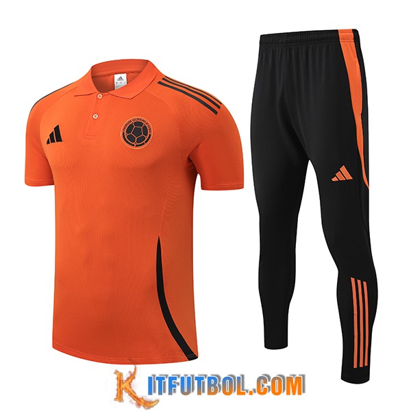 Camiseta Polo Colombia Naranja/Negro 2025/2026