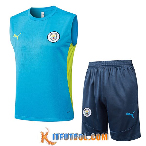 Camiseta Entrenamiento sin mangas Manchester City Azul/Verde 2025/2026