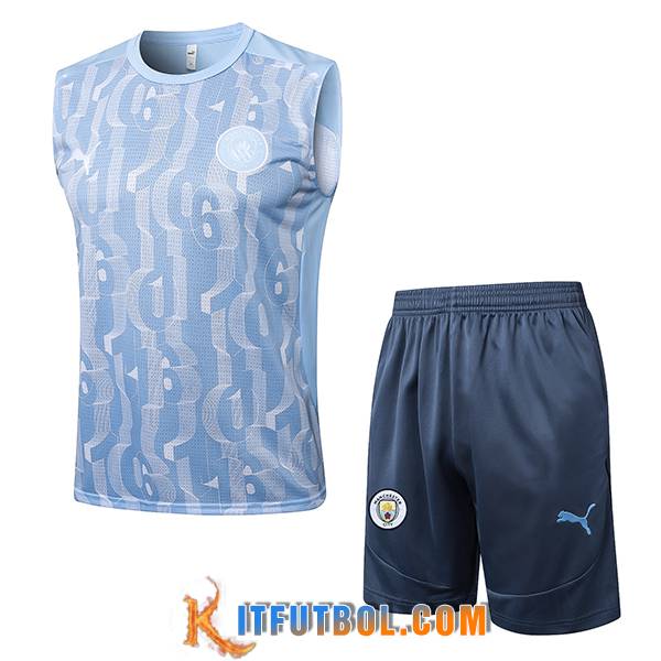 Camiseta Entrenamiento sin mangas Manchester City Azul/Blanco 2025/2026