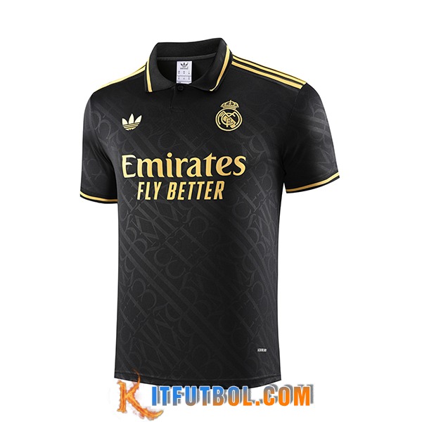 Camiseta Polo Real Madrid Negro/Amarillo 2025/2026