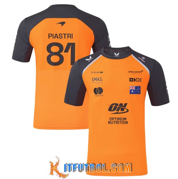 T-Shirt McLaren (PIASTRI #81) F1 Team Naranja/Gris 2025