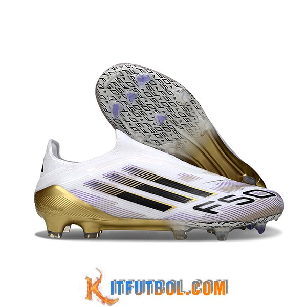 Adidas Botas De Fútbol F50 Elite Laceless FG Blanco/Negro/Amarillo