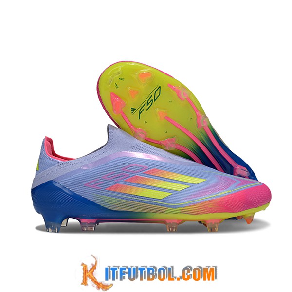 Adidas Botas De Fútbol F50 Elite Laceless FG Azul/Rosa/Verde