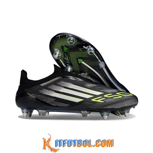 Adidas Botas De Fútbol F50 Elite Laceless SG Negro/Blanco/Verde