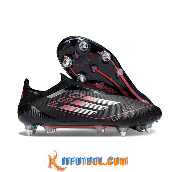 Adidas Botas De Fútbol F50 Elite Laceless SG Negro/Rojo/Blanco