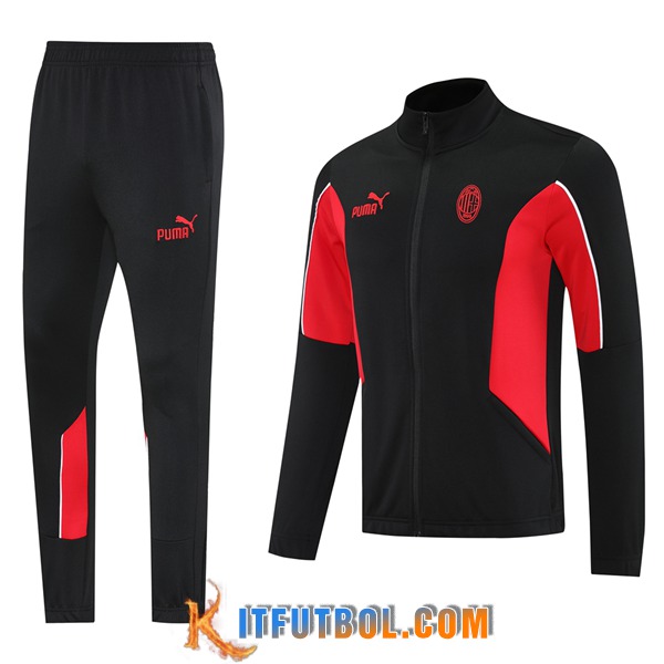 Chandal Equipos De Futbol Chaquetas AC Milan Negro/Rojo 2025/2026