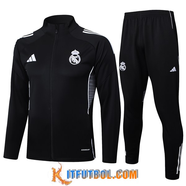 Chandal Equipos De Futbol Chaquetas Real Madrid Negro/Gris 2025/2026