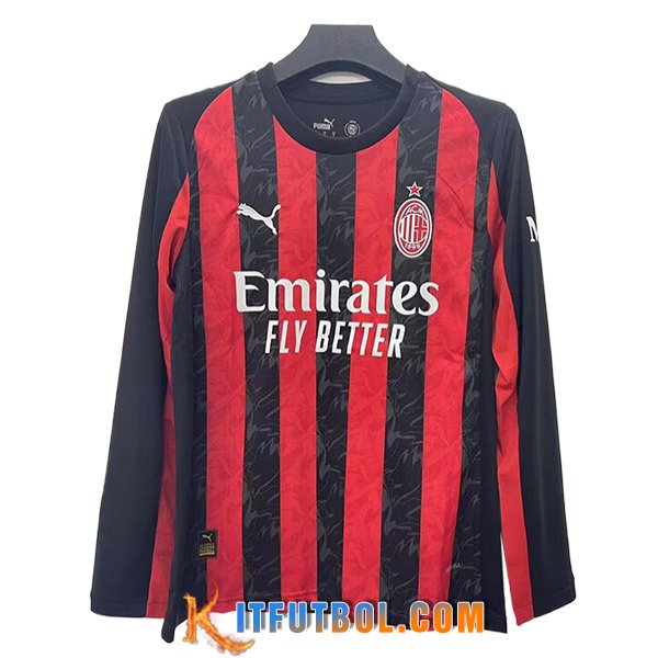 Camisetas De Futbol AC Milan Primera Manga Largas 2025/2026