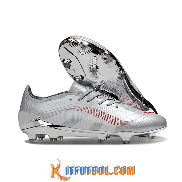 Adidas Botas De Fútbol 25 Predator Elite FG Gris/Blanco/Rojo