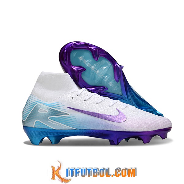 Nike Botas De Fútbol Air Zoom Mercurial Superfly IIX Elite FG Blanco/Violeta/Azul
