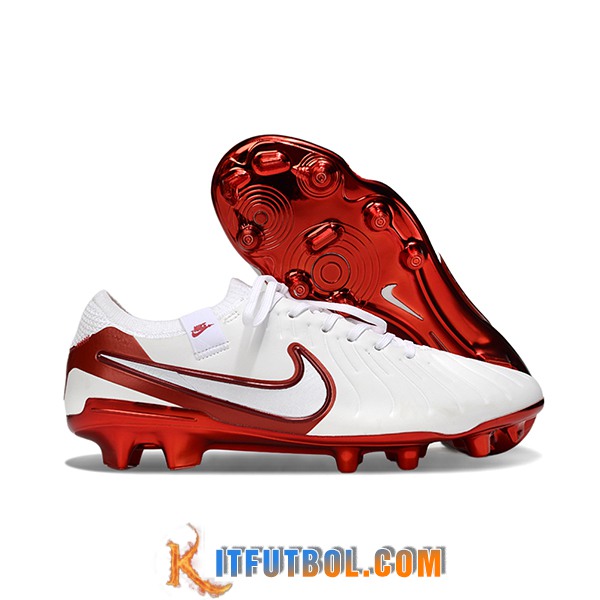 Nike Botas De Fútbol Tiempo Legend X Elite FG Blanco/Rojo