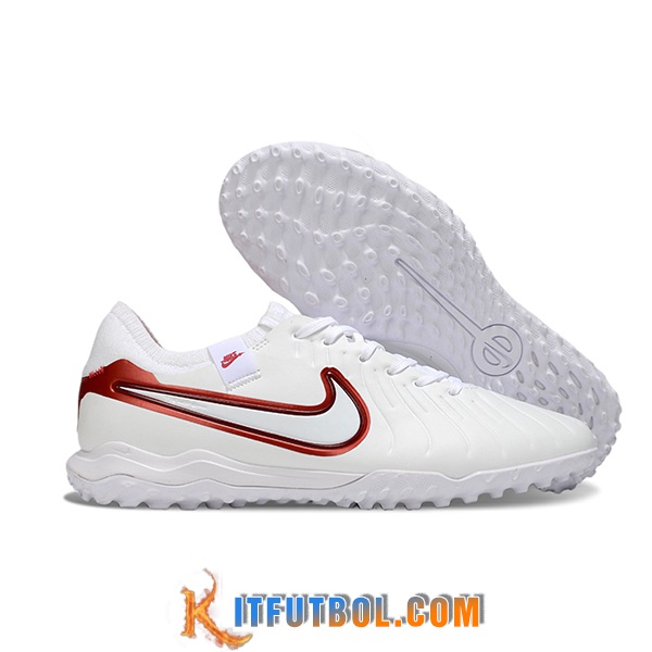 Nike Botas De Fútbol Tiempo Legend X PRO TF Blanco/Rojo