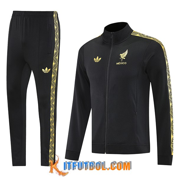 Chandal Equipos De Futbol Chaquetas México Negro/Amarillo 2025/2026