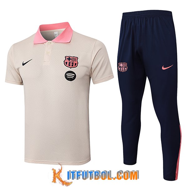 Camiseta Polo FC Barcelona Beige/Rosa 2025/2026