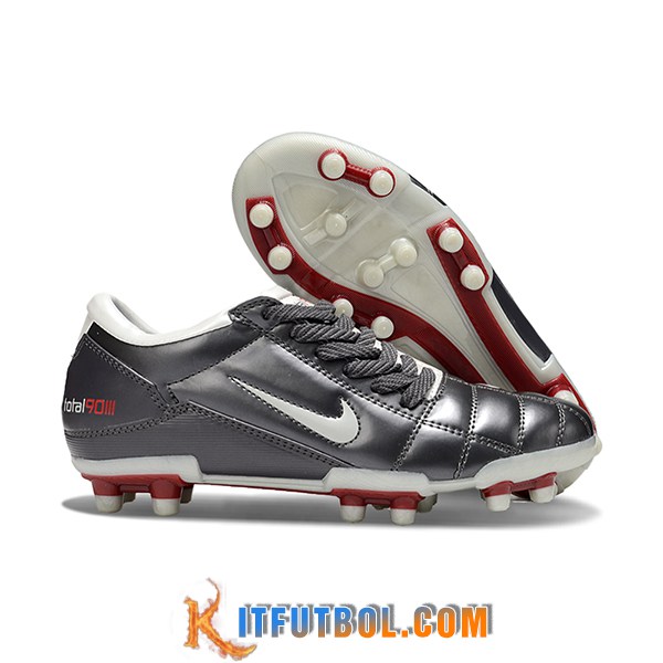 Nike Botas De Fútbol T90 FG Gris/Rojo