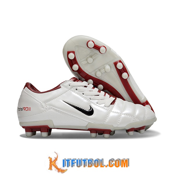 Nike Botas De Fútbol T90 FG Blanco/Rojo/Negro