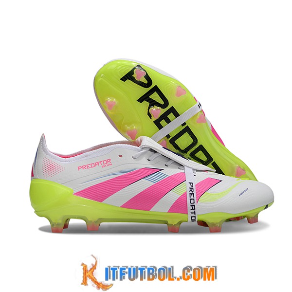Adidas Botas De Fútbol 25 Predator Elite Tongue FG Blanco/Rosa/Verde