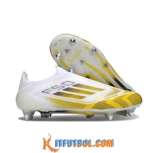 Adidas Botas De Fútbol F50 Elite Laceless SG Blanco/Amarillo