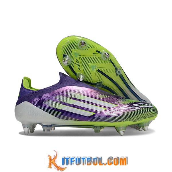 Adidas Botas De Fútbol F50 Elite Laceless SG Violeta/Verde/Blanco