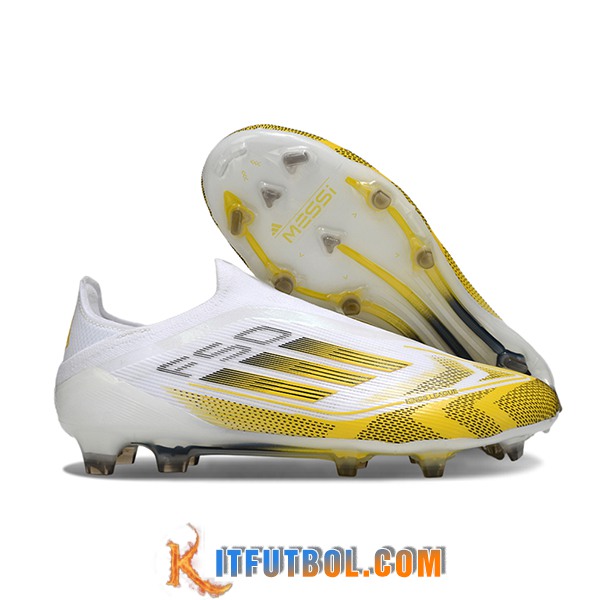 Adidas Botas De Fútbol F50 Elite Laceless FG Blanco/Amarillo