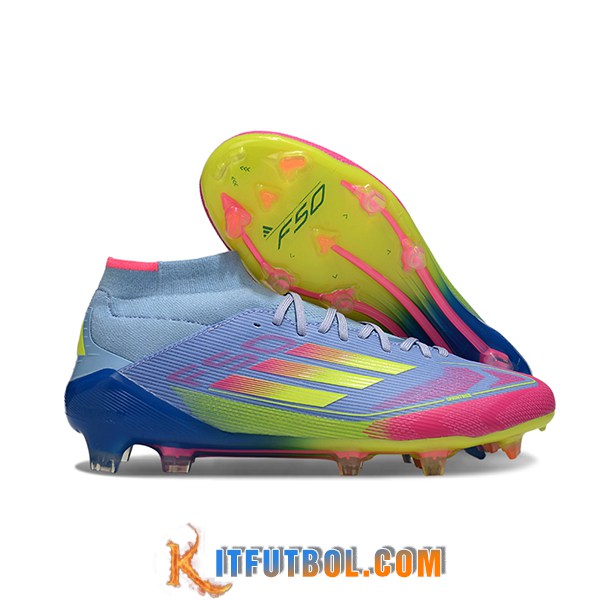 Adidas Botas De Fútbol F50 ELITE MID FG W Azul/Rosa/Verde