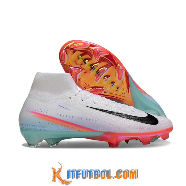 Nike Botas De Fútbol Air Zoom Mercurial Superfly IIX Elite FG Blanco/Azul/Negro/Rosa