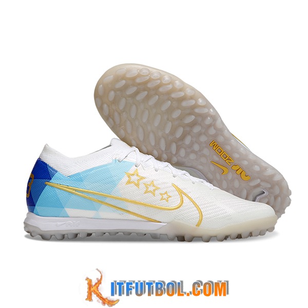 Nike Botas De Fútbol Air Zoom Mercurial Vapor XV Elite TF Blanco/Azul/Amarillo
