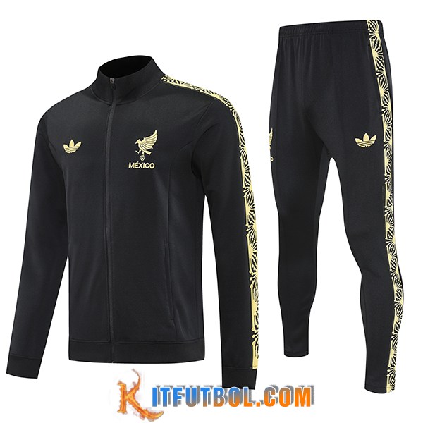 Chandal Equipos De Futbol Chaquetas México Negro/Amarillo 2025/2026