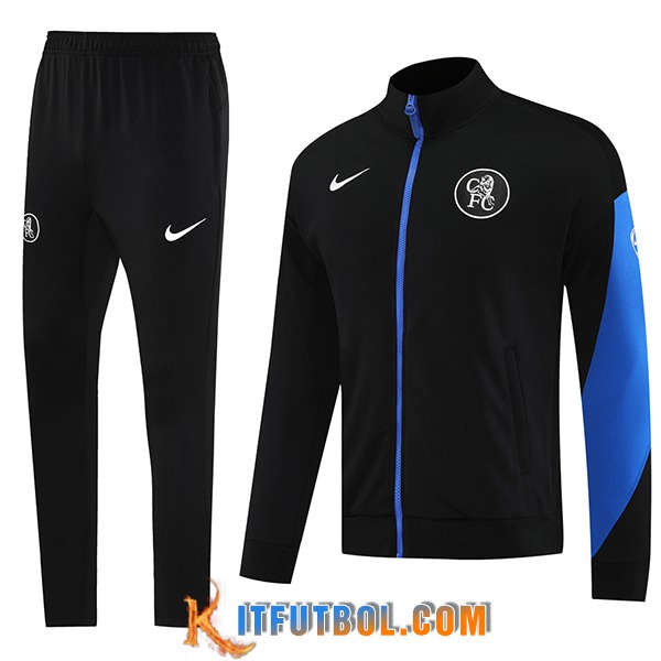 Chandal Equipos De Futbol Chaquetas FC Chelsea Negro/Azul 2025/2026