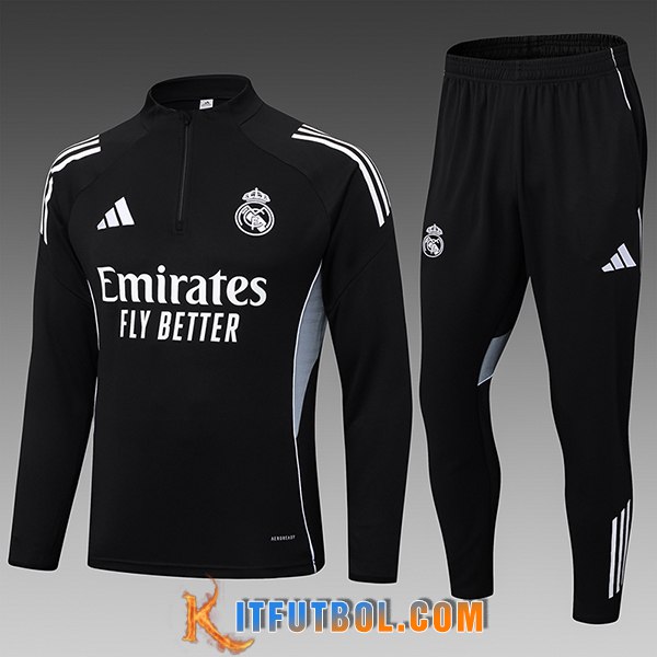 Chandal Equipos De Futbol Real Madrid Ninos Negro/Gris 2025/2026
