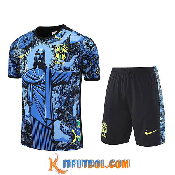 Camiseta Entrenamiento Brasil Ninos Azul/Negro 2025/2026