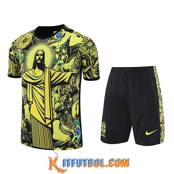 Camiseta Entrenamiento Brasil Ninos Amarillo/Negro 2025/2026