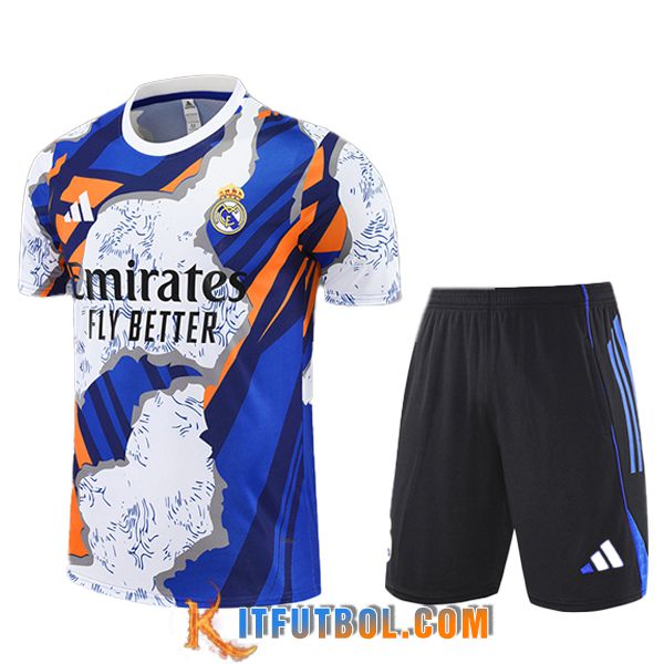 Camiseta Entrenamiento Real Madrid Ninos Blanco/Azul/Naranja 2025/2026
