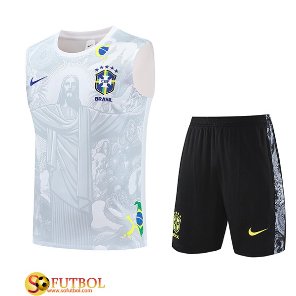 Camiseta Entrenamiento sin mangas Brasil Blanco/Gris 2025/2026